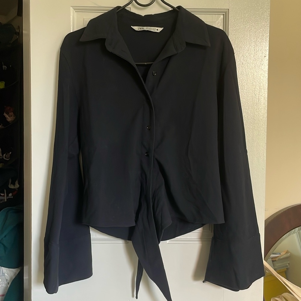 ZARA Button Down Blouse with Knot